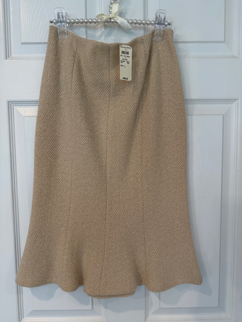 Ralph Lauren Black Label Tan Herringbone A-Line Skirt